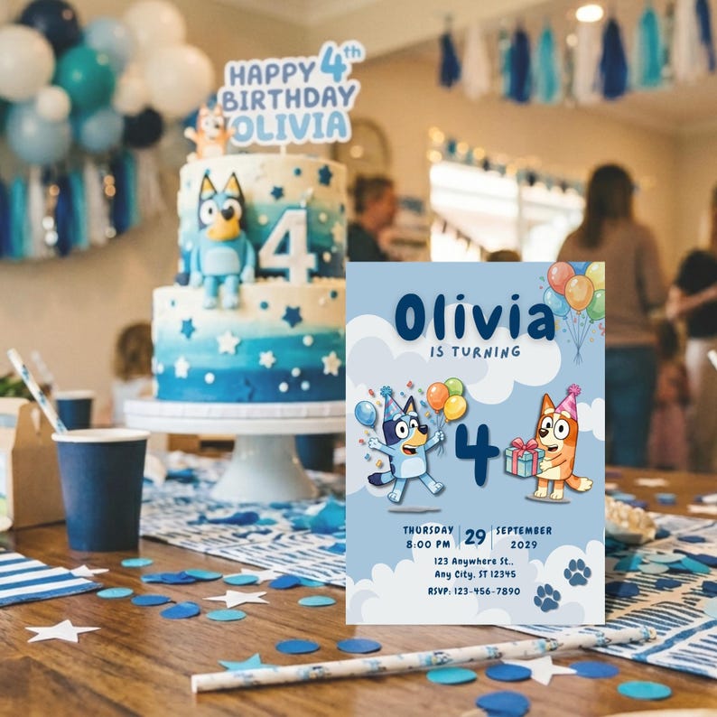 Classic Bluey Bingo birthday invitation