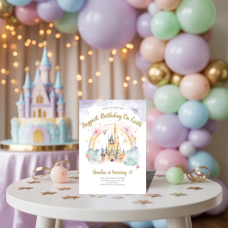 Disney Princess Cinderella Castle birthday invitation