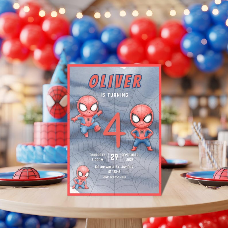 Spider-Man superhero birthday invitation
